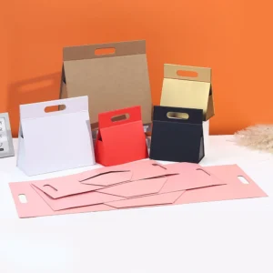 Multi-color Handle Kraft Paper Folding Packaging Box For Gifts