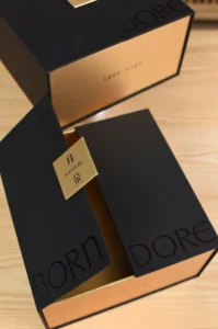 Premium Gold Foil Inlay Magnetic Double Door Rigid Gift Box For Clothing