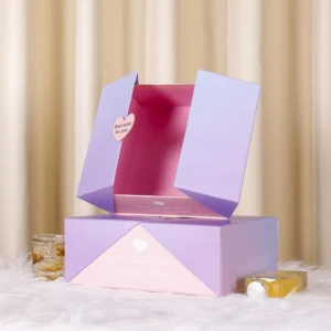 Purple Pink Gradient Romantic Double Door Gift Box For Cosmetics