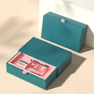 Teal Pink Sliding Drawer Perfume Gift Box Custom Printed Logo